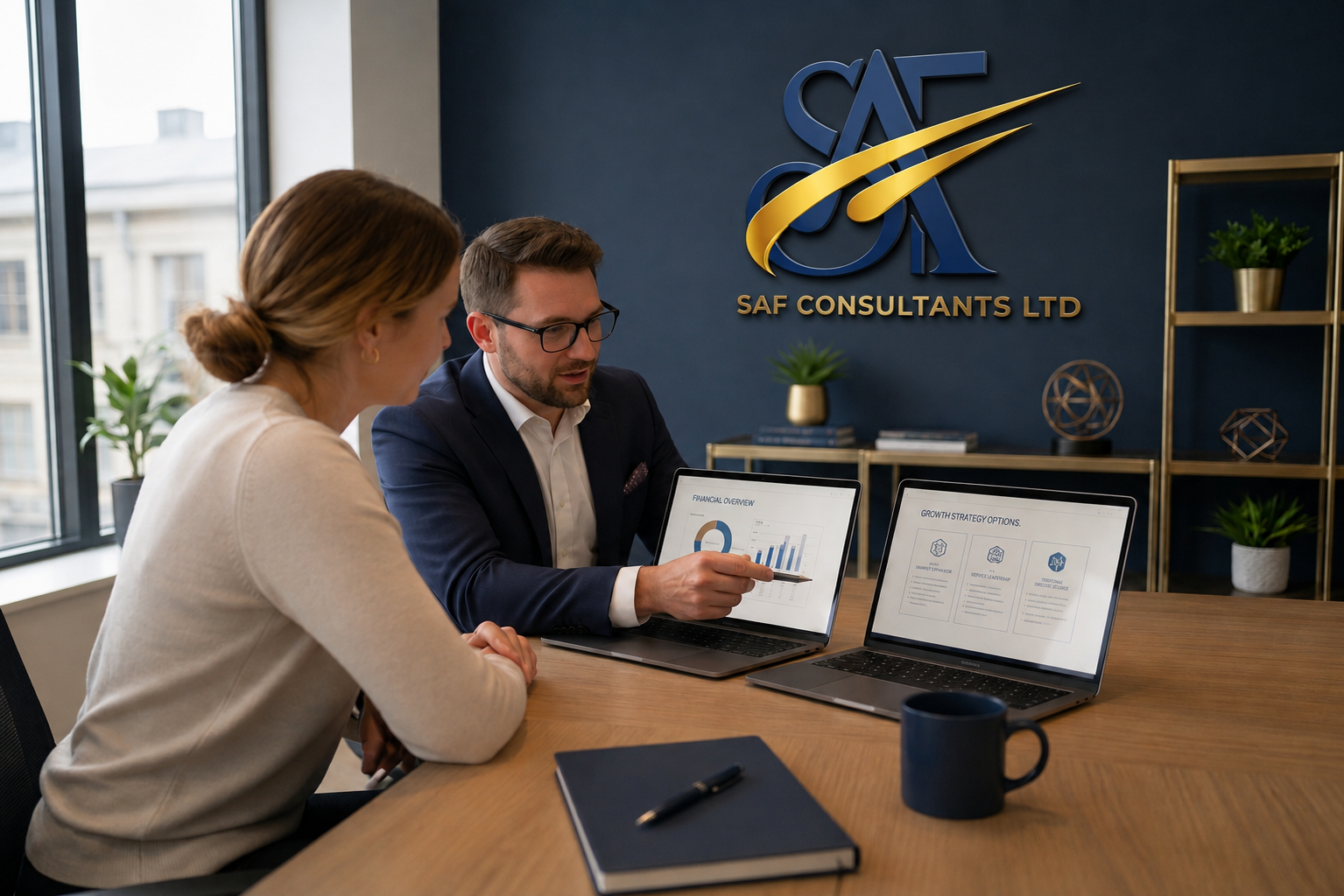 A SAF consultant talking a client through their options